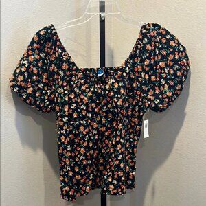 Old Navy floral Smocked Puff Sleeve Blouse